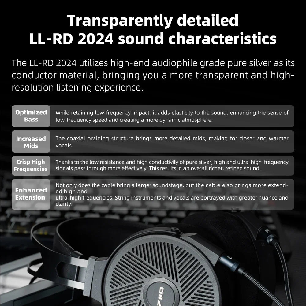 FiiO LL - RD 2024 High Purity Monocrystalline Sterling Silver Headphone Cable - The HiFi Cat