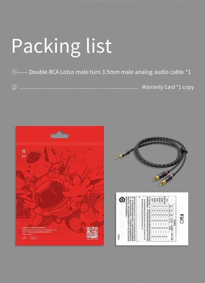 FiiO LR - 3.5A dual RCA Lotus male to 3.5mm male audio cable for SP3 speaker - The HiFi Cat