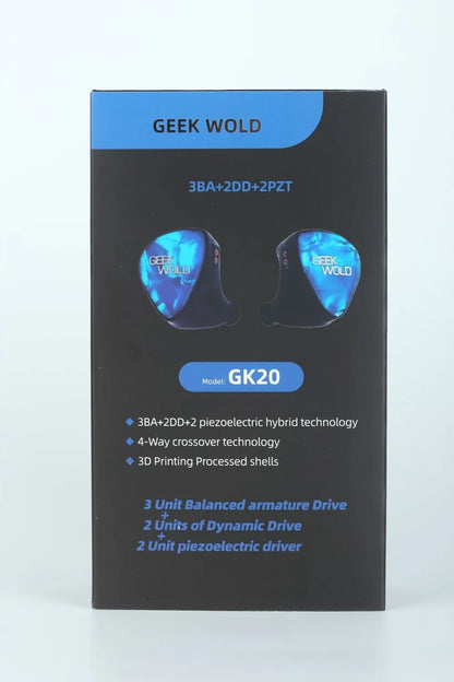 Geek Wold GK20 3BA + 2DD + 2PZT Hybrid Driver in Ear Earphones IEMs - The HiFi Cat