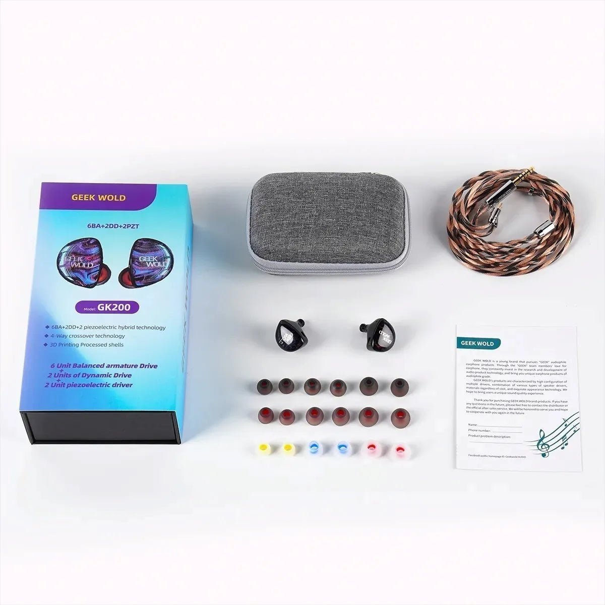 Geek Wold new GK200 IEMs 6BA+2DD+2PZT Hybrid Driver In - ear monitor - The HiFi Cat