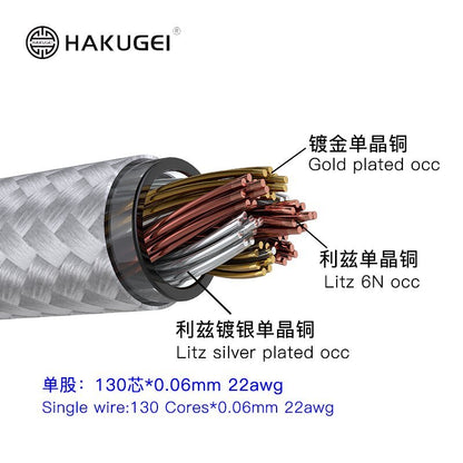 HAKUGEI Joyful Voice Gold plated occ & litz silver plated occ earphone cable - The HiFi Cat