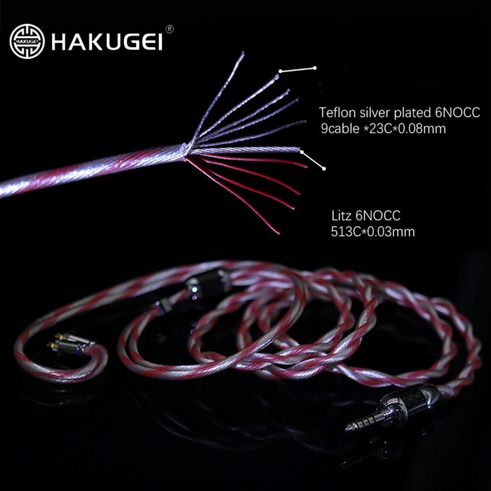 HAKUGEI Red Dragon Silver Plated Coaxial Shield Earphone Upgrade Cable - The HiFi Cat