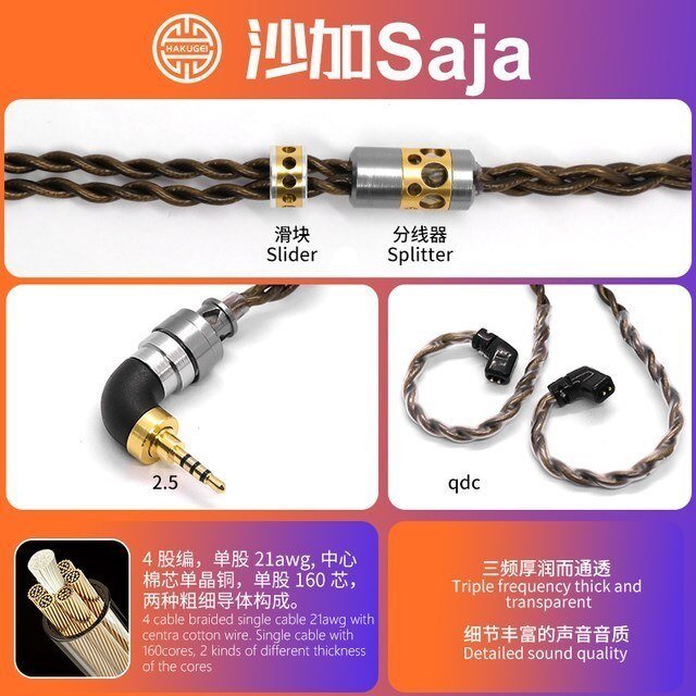 HAKUGEI Saja Cotton mixed Litz 6N OCC copper Upgrade Earphone Cable  - The HiFi Cat