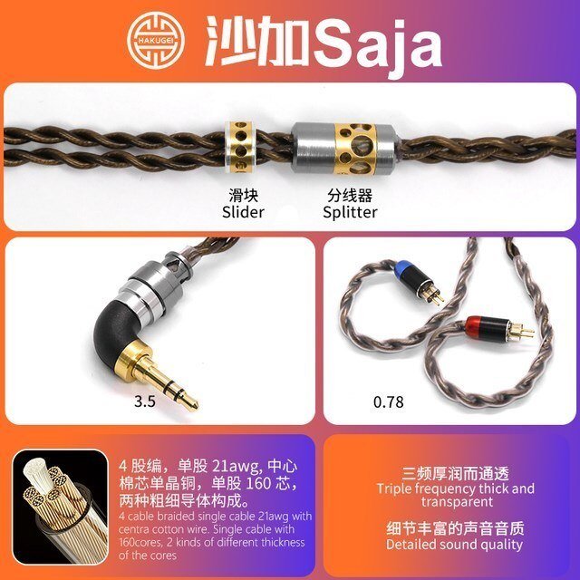 HAKUGEI Saja Cotton mixed Litz 6N OCC copper Upgrade Earphone Cable  - The HiFi Cat