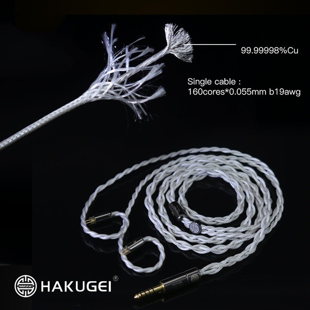 HAKUGEI SUGAR Cotton Shield Litz Silver Plated OCC HiFi Earphone Upgrade Cable - The HiFi Cat