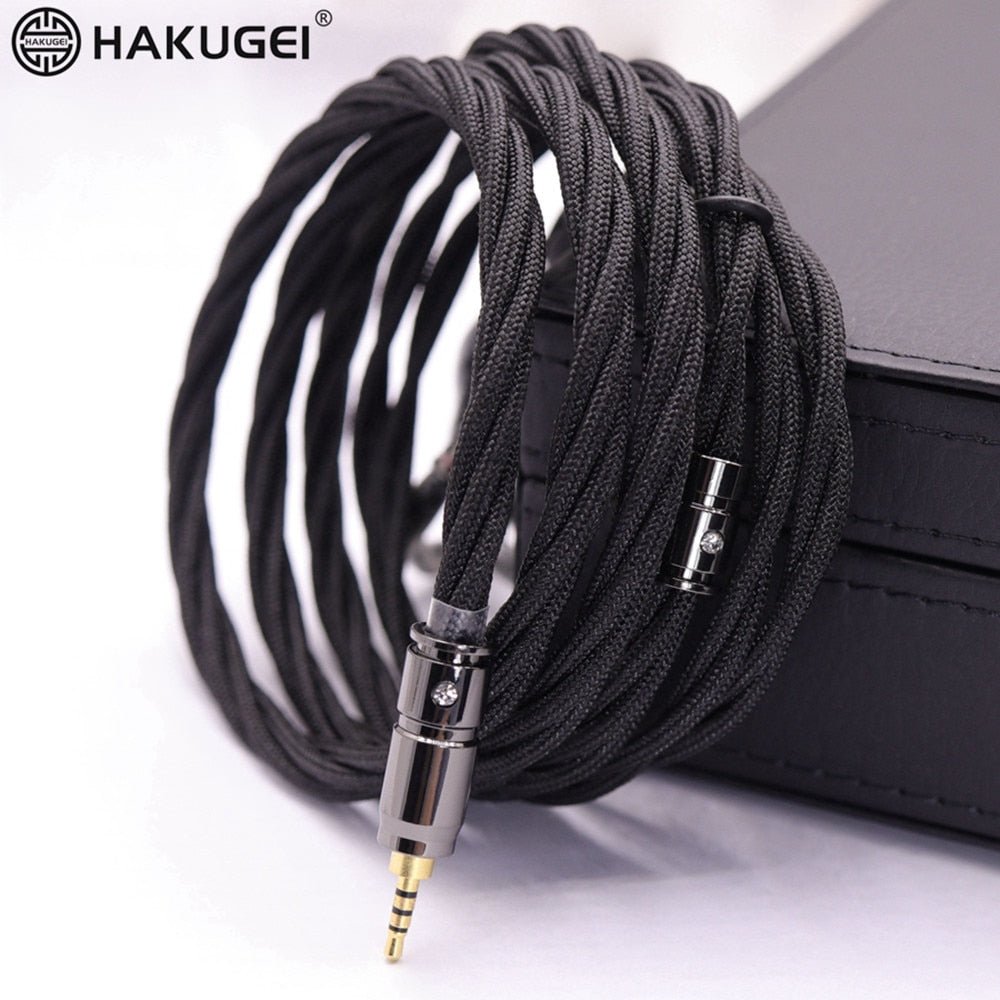 HAKUGEI TianLong Sterling Silver Plated earphone Upgrade Cable - The HiFi Cat