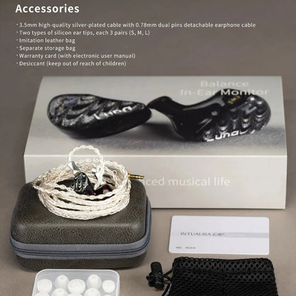 INTUAURA Balance HIFI Wired In - ear Earphone Ultra - Wideband Dynamic Driver with Silver - Plated 0.78 mm Dual - Pin Detachable Cable - The HiFi Cat