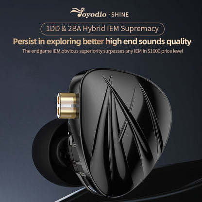 Joyodio SHINE HiFi 1DD+2BA Hybrid Driver In Ear Monitor IEM 4 - Level Tuning Switch Detachable 8 Strands Silver - plated Cable - The HiFi Cat