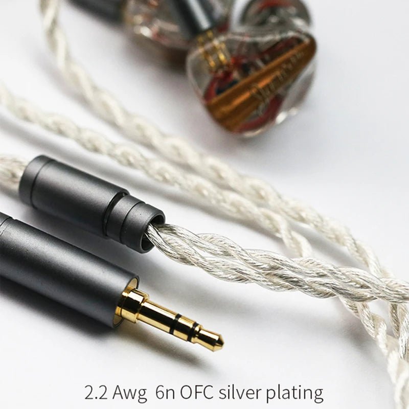 JUZEAR 41T 1DD+4BA Monitor IEM Earphone with Silver - Plated Cable - The HiFi Cat