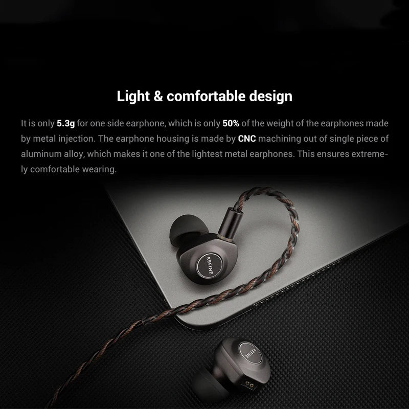 KEFINE Delci 10mm DLC+PU Diaphragm Dynamic Driver Wired IEM Earphones - The HiFi Cat