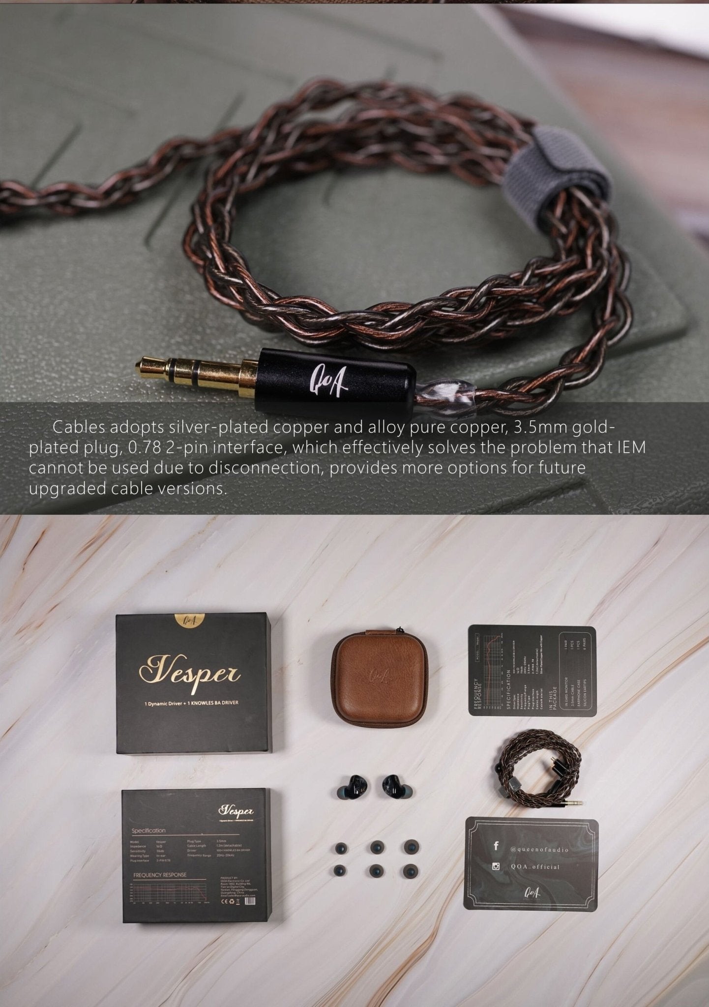 Kinera Original QOA Vesper 1BA+1DD In Ear Earphone Hybrid Driver - The HiFi Cat