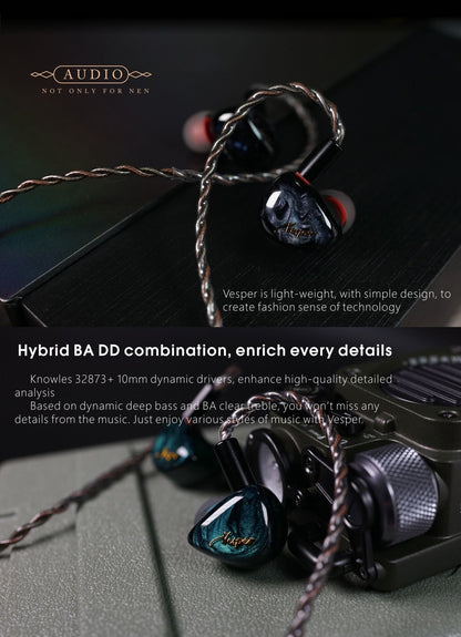 Kinera Original QOA Vesper 1BA+1DD In Ear Earphone Hybrid Driver - The HiFi Cat