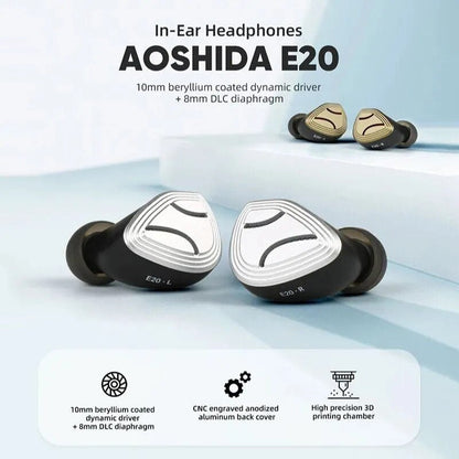 LETSHUOER E20 10mm Beryllium Coated Dynamic + 8mm DLC Diaphragm Earphone - The HiFi Cat