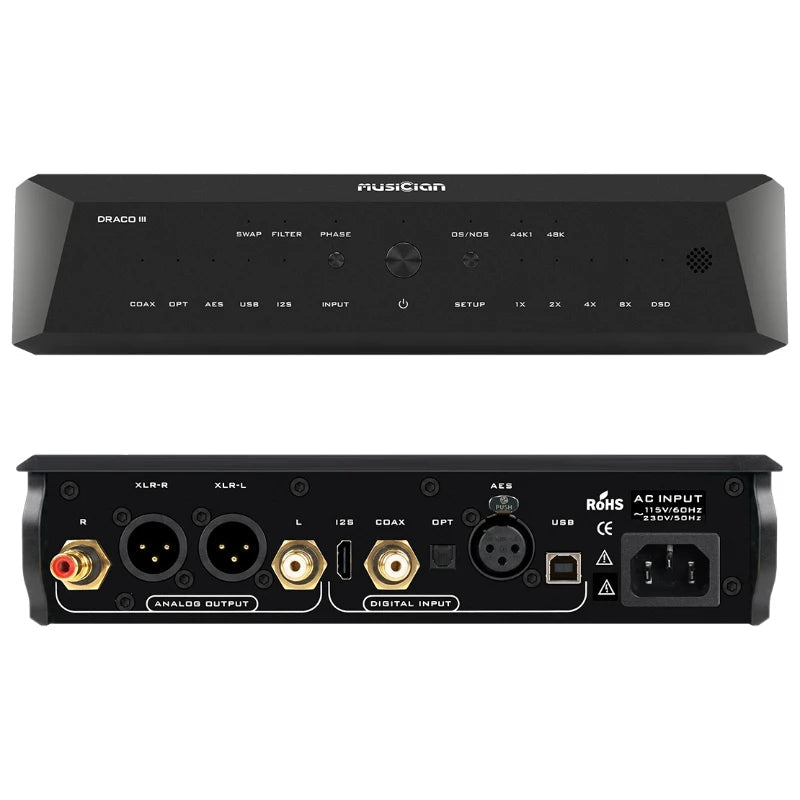 MUSICIAN Draco III | R2R True Balanced Desktop DAC | I2S / USB / Coaxial / Optical / AES - The HiFi Cat
