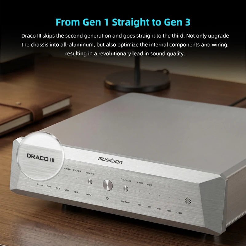 MUSICIAN Draco III | R2R True Balanced Desktop DAC | I2S / USB / Coaxial / Optical / AES - The HiFi Cat