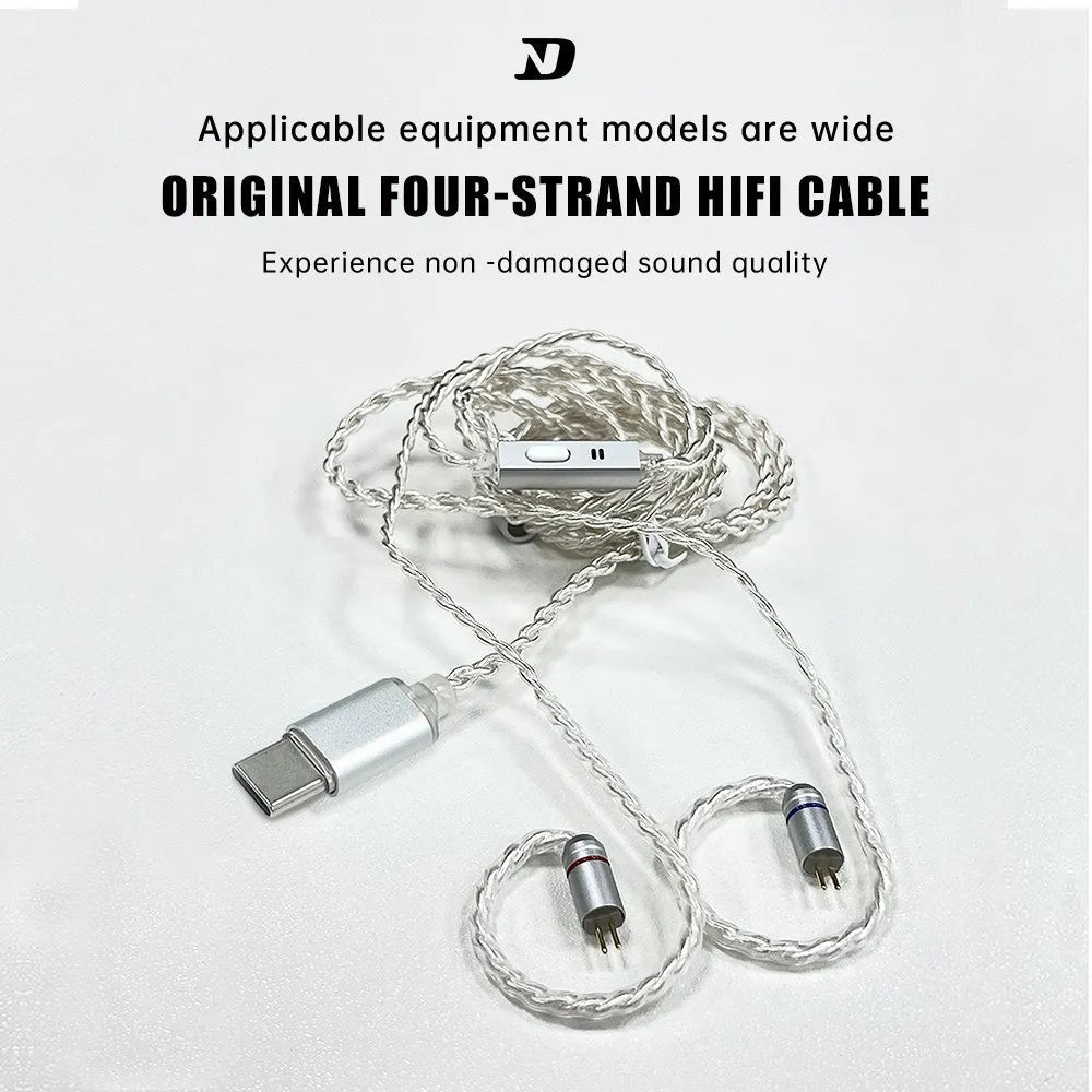 ND D7 Four Strand Silver Plated Oxygen Copper Earphone Cable - The HiFi Cat