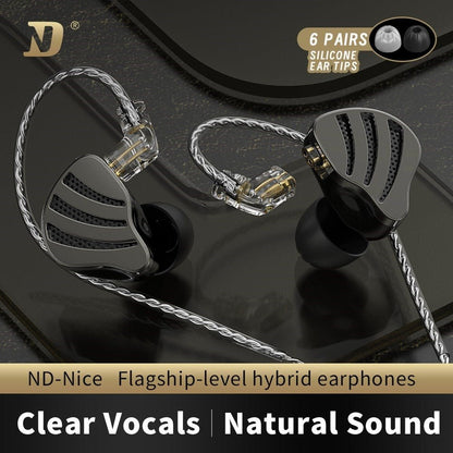 ND Nice Headphone Thick Silver Plated HiFi Cable In Ear Interface Wired Earphones - The HiFi Cat