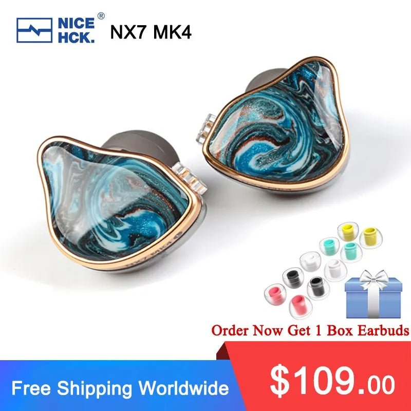 NiceHCK NX7 MK4 Stabilized Wood HIFI Music Earbud 7 Driver Units Hybrid Earphone - The HiFi Cat