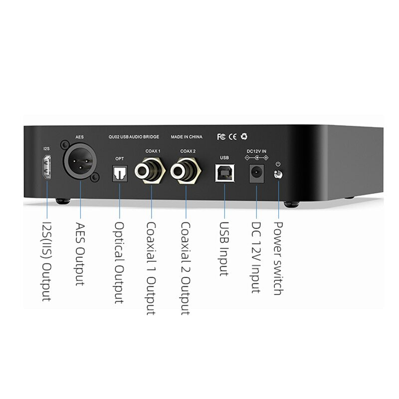 Quloos QU02 USB Bridge USB Digital Audio Interface to SPDIF AES/EBU I2S Support DSD512 - The HiFi Cat