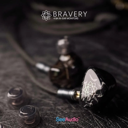 SeeAudio Bravery Earbuds ACG popular HIFI in - Ear Monitors 4BA HiFi IEM Earphones - The HiFi Cat