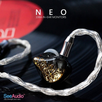 SeeAudio NEO Earbuds 10BA Hybrid Unit HIFI Earphone DJ Music Monitor - The HiFi Cat