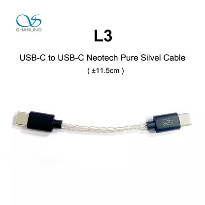 SHANLING L3 USB - C to USB - C Neotech Pure Silvel Cable Audio Lines for UA3/UA5 - The HiFi Cat