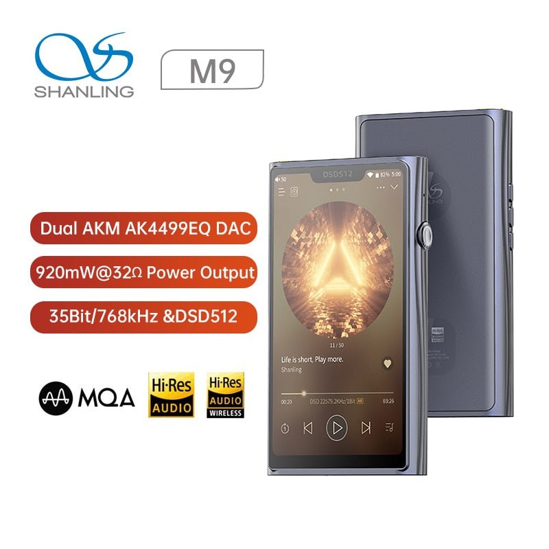 SHANLING M9 Portable Player MP3 AMP Dual AK4499EQ DAC Chip Portable PCM768/DSD512 MQA 16X DLNA/Airplay Bluetooth 5.0 LDAC - The HiFi Cat