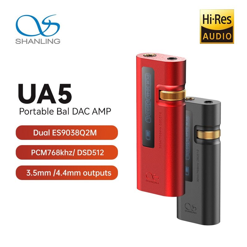 SHANLING UA5 Portable USB DAC AMP Dual ES9038Q2M PCM 768khz DSD512 Type - c to 3.5/4.4mm Decoder Headphone Amplifier - The HiFi Cat