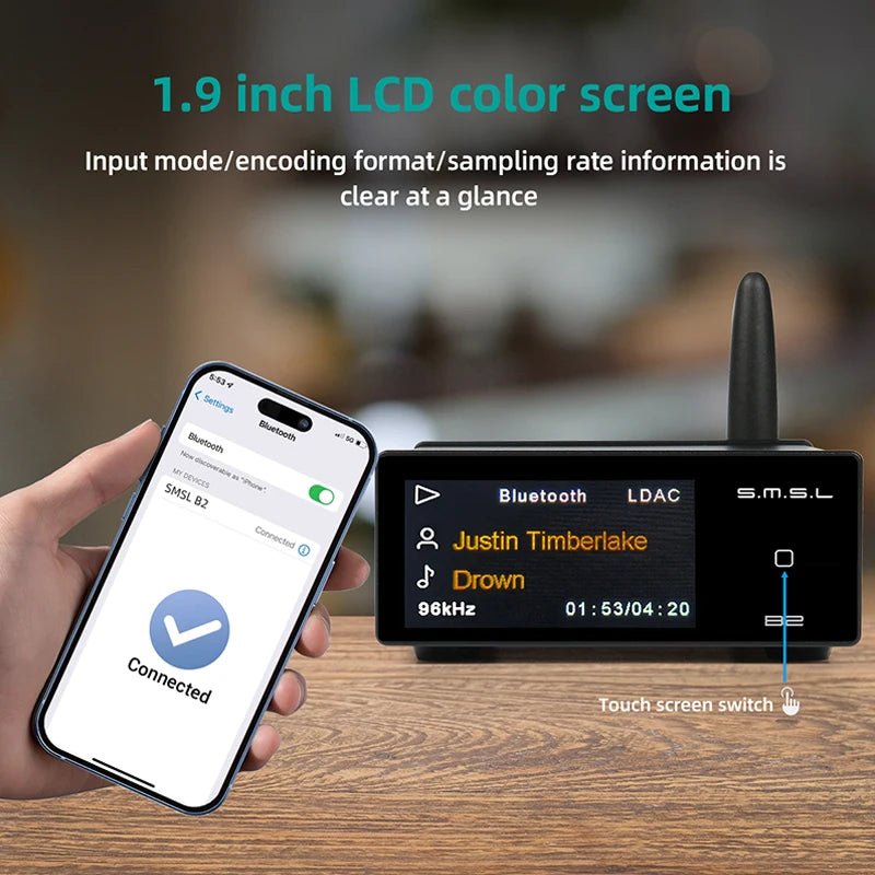 SMSL B2 Bluetooth5.1 Audio Reciever Converter with DAC CS43131 - The HiFi Cat