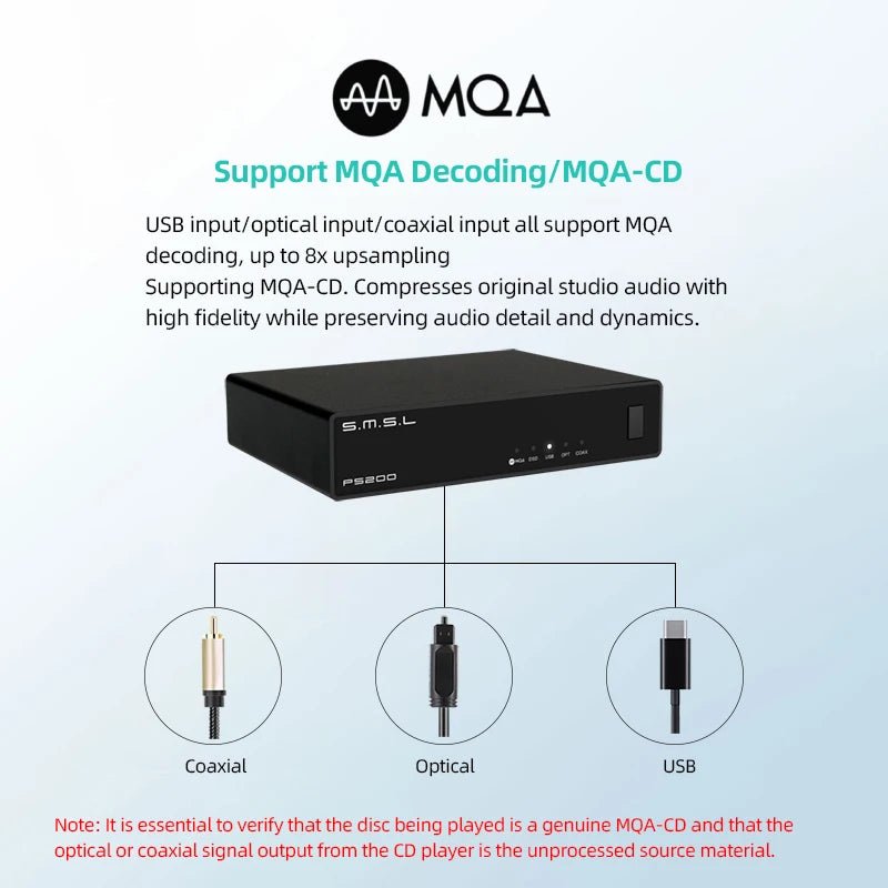 SMSL PS200 PRO MQA/MQA - CD Decoder ES9039Q2M Support up to PCM 32Bit/768kHz DSD512 - The HiFi Cat