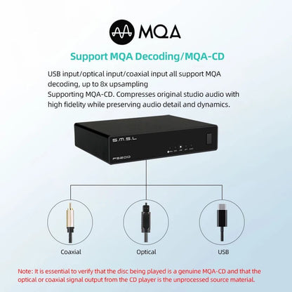 SMSL PS200 PRO MQA/MQA - CD Decoder ES9039Q2M Support up to PCM 32Bit/768kHz DSD512 - The HiFi Cat
