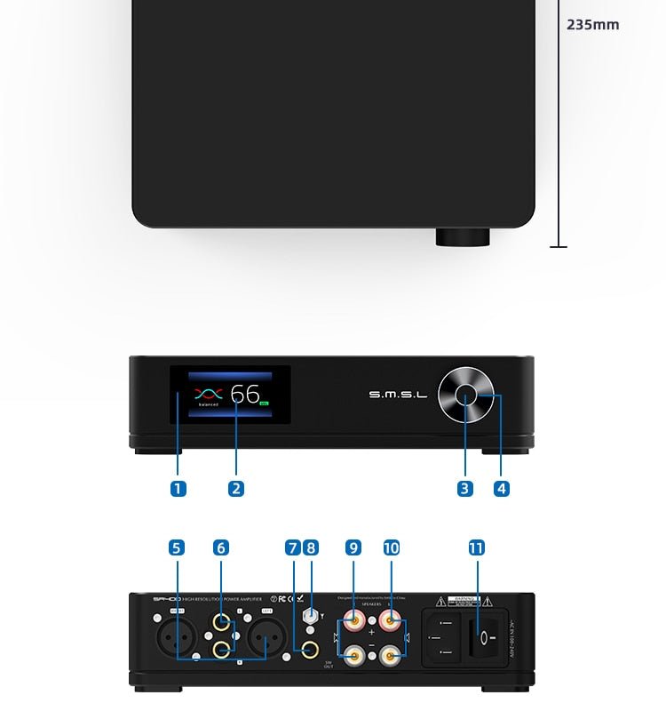 SMSL SA400 230W RMS*2 4Ω Bluetooth5.0 Hifi Power Amplifier - The HiFi Cat