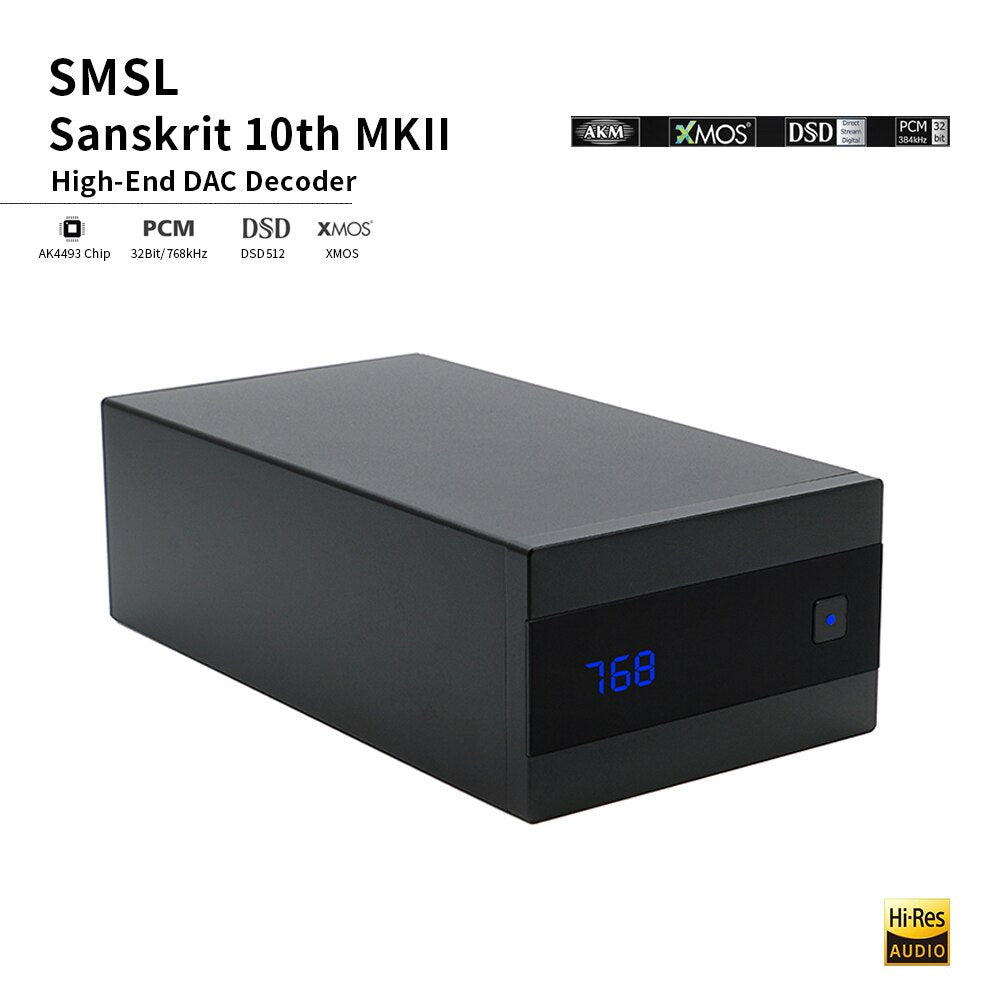 SMSL Sanskrit 10th MKII HiFi Audio DAC USB AK4493 DSD512 XMOS Optical Spdif Coaxial Input DAC Desktop Decoder - The HiFi Cat