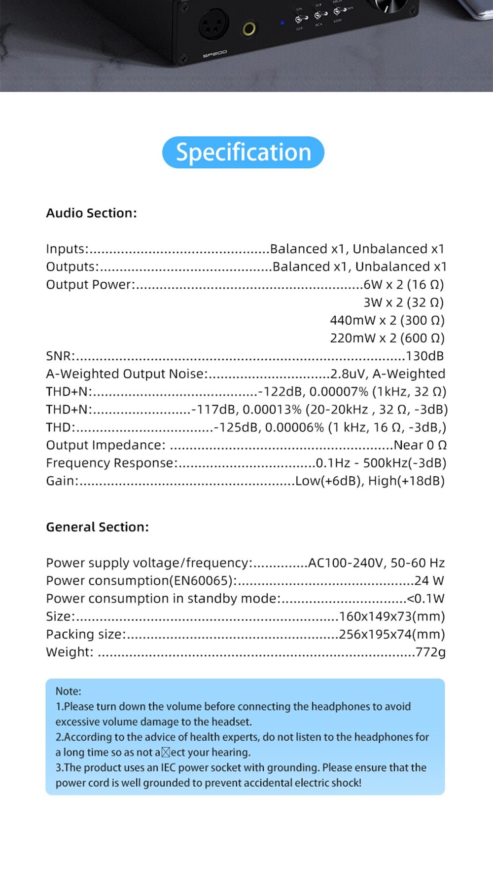 SMSL SP200 THX AAA 888 Technology Balanced Headphone Amplifier with XLR RCA Input - The HiFi Cat