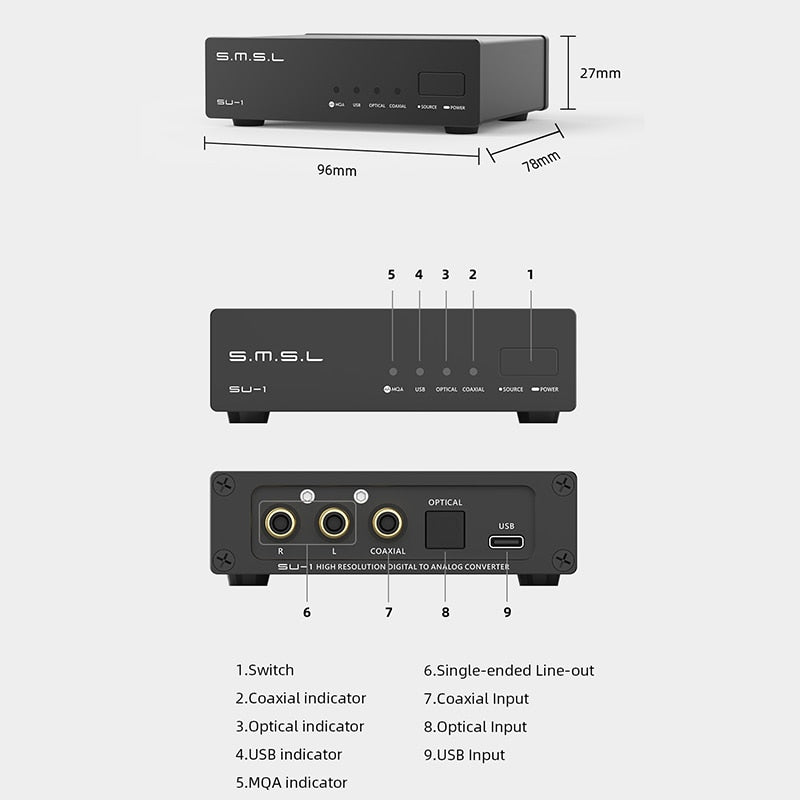 SMSL SU - 1 Hi - Res MQA Audio DAC Decoder AK4493S - The HiFi Cat