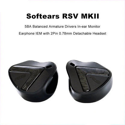 Softears RSV MKII 5BA Balanced Armature Drivers In - ear Monitor Earphone IEM with 2Pin 0.78mm Detachable Headset - The HiFi Cat
