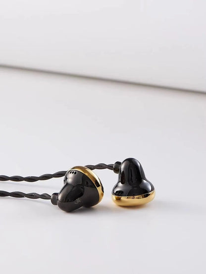 Temperament Ksearphone Black GOLD Bell 16mm Brass Flat Earphones - The HiFi Cat