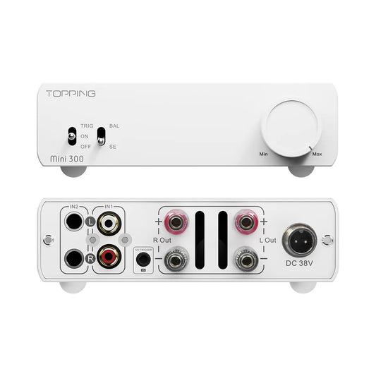 Topping Mini 300 Compact Desktop Power Amplifier | White / Black / Silver - The HiFi Cat