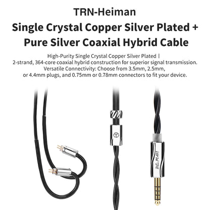 TRN Heiman Headphone Upgrade Cable 2.5MM/3.5MM/4.4MM - The HiFi Cat