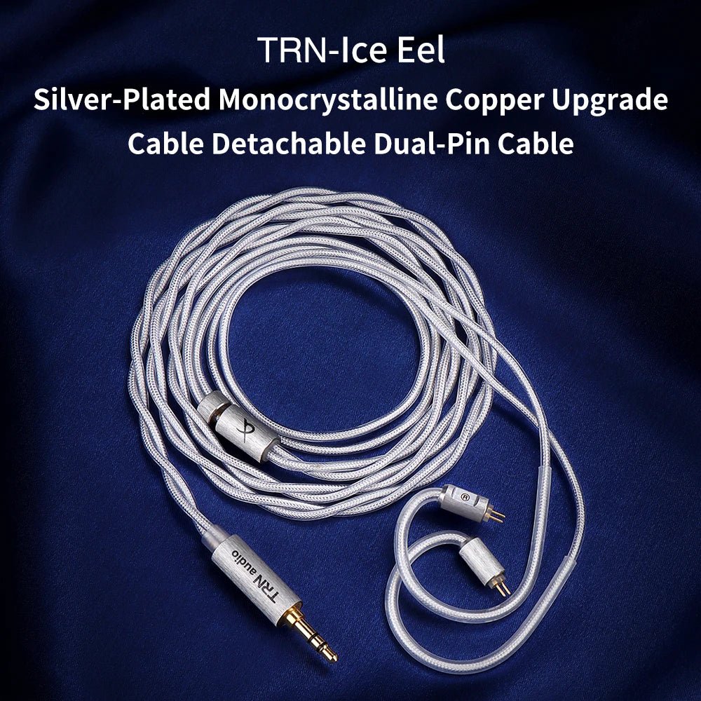 TRN Ice Eel Silver - Plated Monocrystalline Copper IEM Upgrade Cable - The HiFi Cat