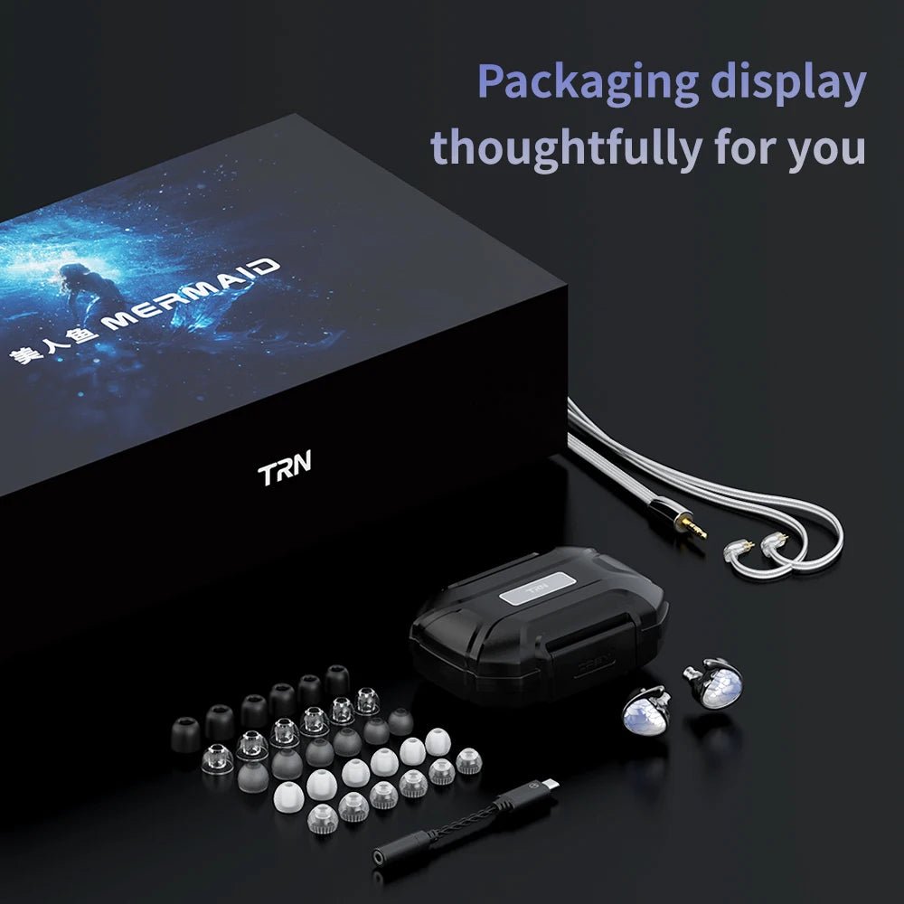 TRN MERMAID 10mm Dynamic Driver IEM | 0.78mm 2 - Pin Detachable Cable - The HiFi Cat