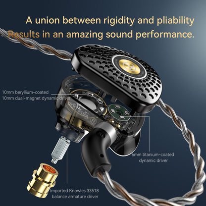 TRN TA3 Hi - FI 1BA 2DD In - ear Monitors Earphone Knowles Hybrid Beryllium - plated - The HiFi Cat