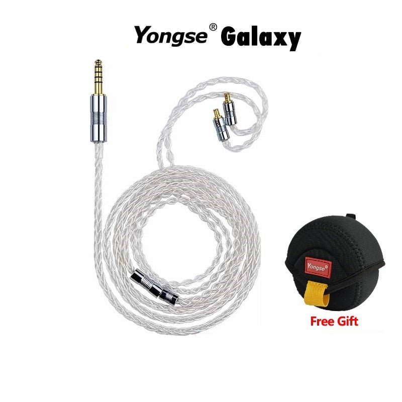 Yongse Galaxy Sterling Silver 8 Core 2PIN Balanced Earphone Upgrade Cable - The HiFi Cat