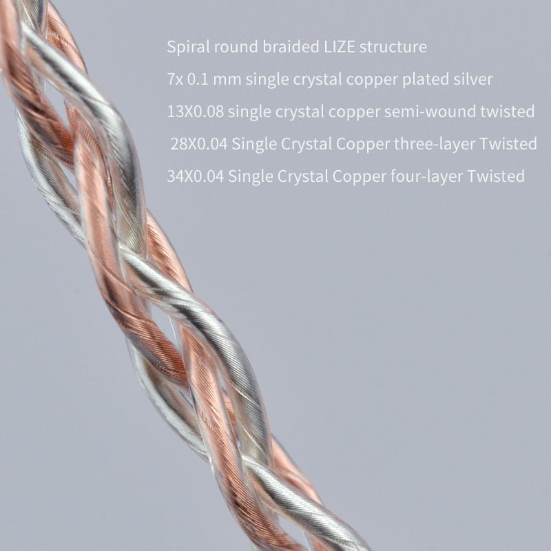 Yongse Glacier3 Earphone Upgrade Cable 4 Core Single Crystal Copper Silver Plating - The HiFi Cat