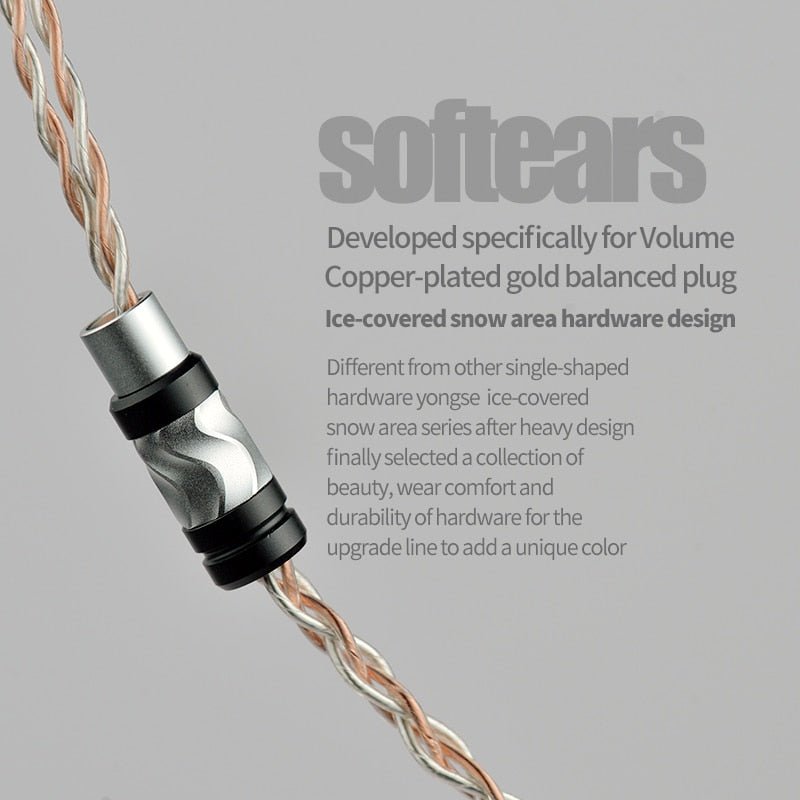 Yongse Glacier3 Earphone Upgrade Cable 4 Core Single Crystal Copper Silver Plating - The HiFi Cat