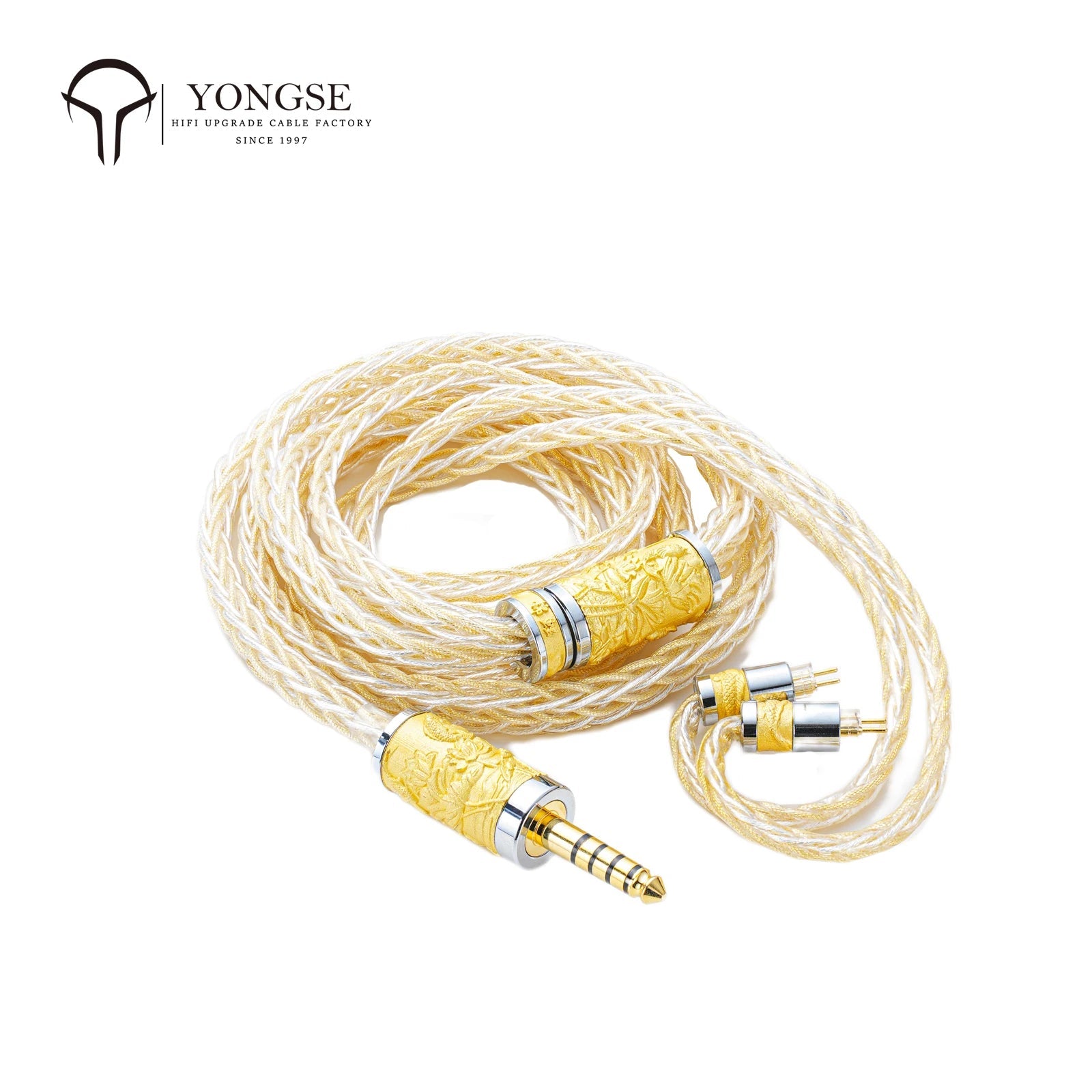 YONGSE Koi Fish IEM Cable | 16-Core Litz Pure Silver Gold-Plated + 5N Pure Silver - The HiFi Cat