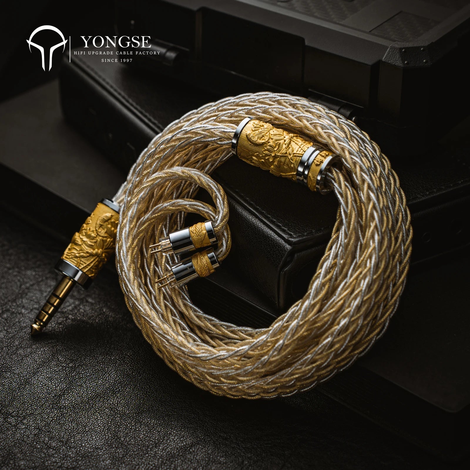 YONGSE Koi Fish IEM Cable | 16-Core Litz Pure Silver Gold-Plated + 5N Pure Silver - The HiFi Cat