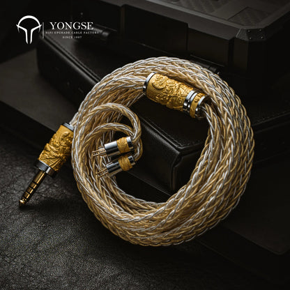 YONGSE Koi Fish IEM Cable | 16-Core Litz Pure Silver Gold-Plated + 5N Pure Silver - The HiFi Cat