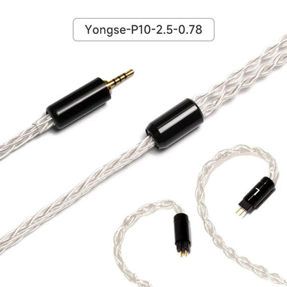 YONGSE P10 8Cores 6N Single Crystal Copper Silver Plated HiFi Earphone Cable - The HiFi Cat