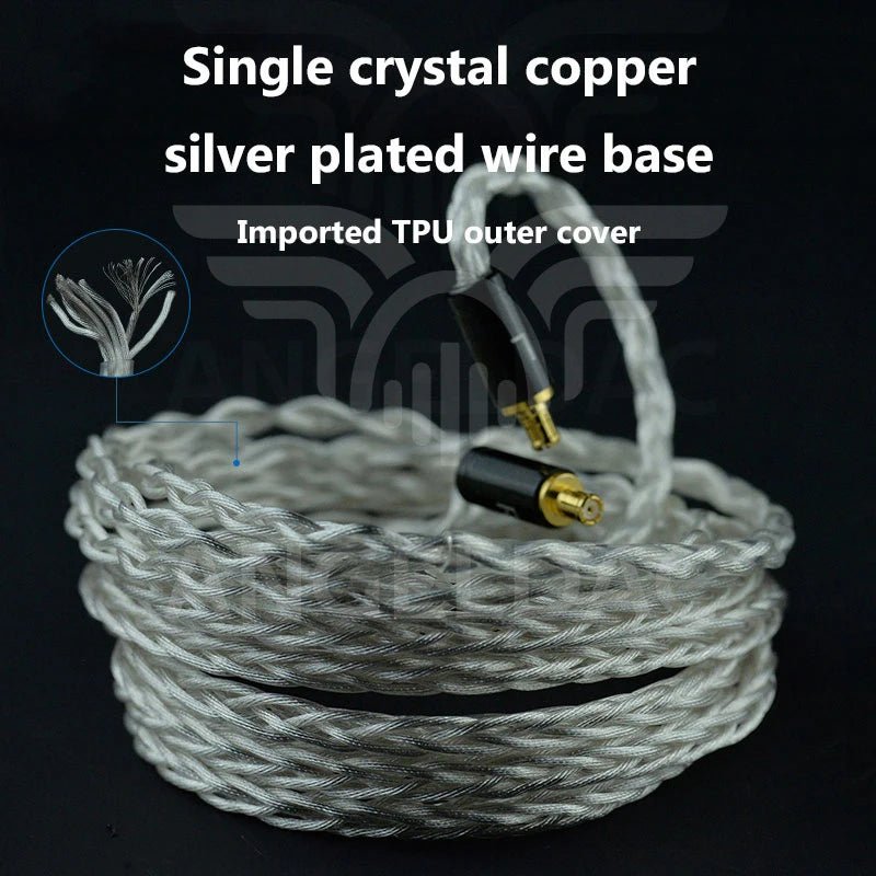 YONGSE P10 8Cores 6N Single Crystal Copper Silver Plated HiFi Earphone Cable - The HiFi Cat